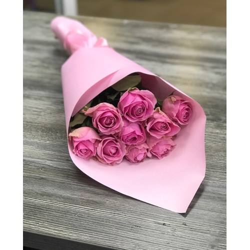 Купить на заказ Букет из 9 розовых роз с доставкой в Аягозе
