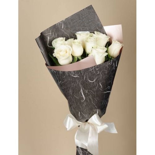 Купить на заказ Букет из 9 белых роз с доставкой в Аягозе